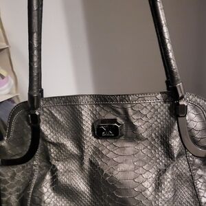 Chic Silver Faux Snake Skin Shoulder Bag